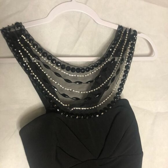 ruby rox Black Cocktail Dress midi beaded embellished sleeveless medium READ - Picture 3 of 8
